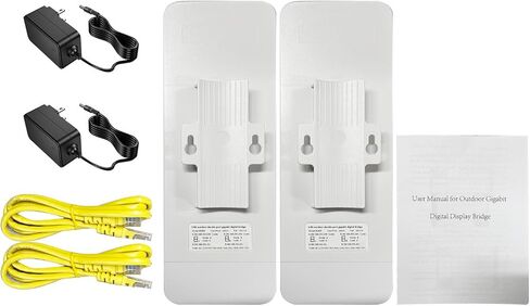 PUSOKEI 900Mbps 5.8GHz High Power Outdoor Wireless Bridges, Point to Point up to 5km, with PoE, CCTV, Building Building Network (US Plug) in Kuwait