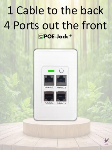 Active PoE-Jack 4 Port in-Wall Gigabit PoE Ethernet Extender Switch Plate, IEEE 802.3bt Uplink, Passes VLAN, Extends Ethernet, Cameras, POS, WiFi AP, VoIP & More.1 Rear Port & 4 Ports Out the Front. in Kuwait