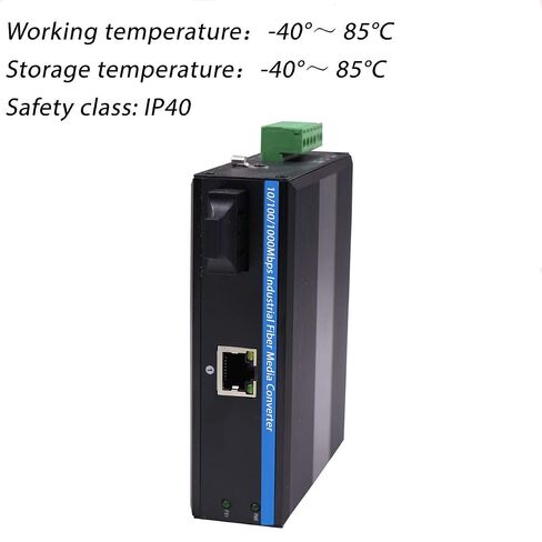 Gigabit Hardened Ethernet Media Converter Single Mode Duplex Industrial Fiber SC to Network Switch DIN-Rail/Wall Mount 9/12/24VDC Input IP40 Safety Class in Kuwait