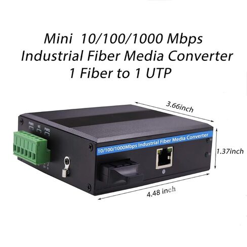 Gigabit Hardened Ethernet Media Converter Single Mode Duplex Industrial Fiber SC to Network Switch DIN-Rail/Wall Mount 9/12/24VDC Input IP40 Safety Class in Kuwait