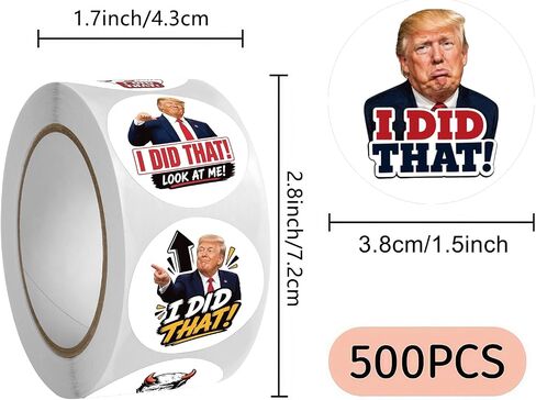I Did that Stickers Roll 500Pcs - No Tr××p Anti Tr××p 2026 Tariffs No Kings in America FDT Against Vinyl Self-Adhesive Label Decals - Easy Stick Removeable for Scarpbook Window Tumblers Bumper Teens in Kuwait