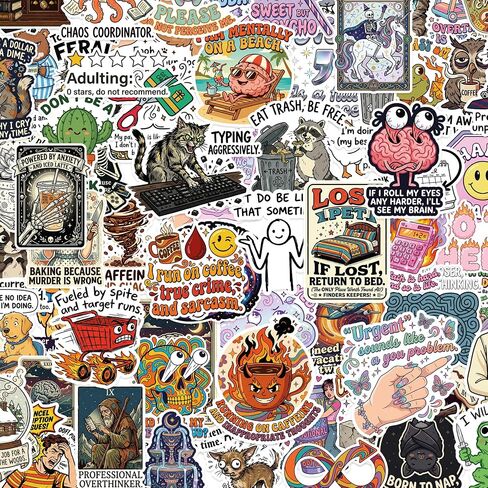 200 PCS Funny Holographic Stickers for Adults, Sarcastic Meme Adult Sticker Pack with Sparkly Star Finish for Laptop, Water Bottle, Phone, Kindle, Journal, Scrapbook, Planner, Luggage, No Repeats in Kuwait