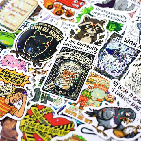200 PCS Funny Holographic Stickers for Adults, Sarcastic Meme Adult Sticker Pack with Sparkly Star Finish for Laptop, Water Bottle, Phone, Kindle, Journal, Scrapbook, Planner, Luggage, No Repeats in Kuwait