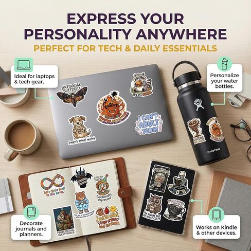 200 PCS Funny Holographic Stickers for Adults, Sarcastic Meme Adult Sticker Pack with Sparkly Star Finish for Laptop, Water Bottle, Phone, Kindle, Journal, Scrapbook, Planner, Luggage, No Repeats in Kuwait