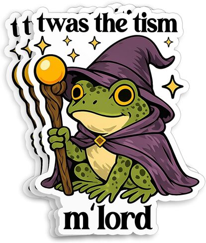 (3Pcs-2") TWAS The Tism M'Lord Frog Sticker - Funny Anti-Social Meme Cute Wizard Frog Waterproof Vinyl Stickers for Laptop Water Bottle Phone Cars Kindle Decal - Autism Awareness Sticker 2 Inches in Kuwait