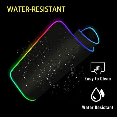 RGB Gaming Mouse Pad, Small Size Glowing Water-Resistant Soft LED Mouse Pad (13.8 x 9.8 x 0.16") with 14 Lighting Mode, Anti-Slip Rubber Base Mouse Mat for PC LaptopOfficeHomeTravel, L-Black in Kuwait