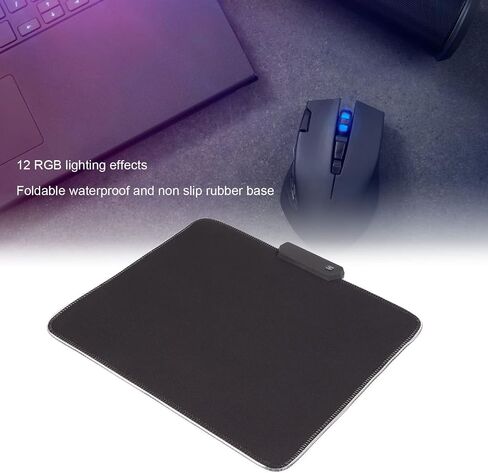 ciciglow RGB Gaming Mouse Mat Pad, 12 Light Modes USB Wired LED Gaming Mouse Mat, Nonslip Rubber and, 300x250x4mm, for, PC, Laptop, Desk in Kuwait