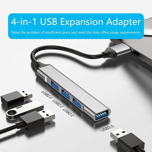 4 Port USB Hub with 3inch Cable, Supports USB 2.0/3.0 Aluminum Alloy Casing in Kuwait
