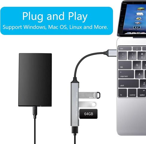 4 Port USB Hub with 3inch Cable, Supports USB 2.0/3.0 Aluminum Alloy Casing in Kuwait