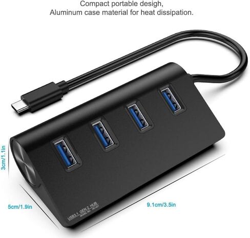 USB C Hub, 4-Port USB 3.0 Hub with USB-A Data Ports, Aluminum USB C to USB Adapter, Expand One USB-C Port into Four USB-A Ports for Laptop, MacBook, PC and Tablet in Kuwait