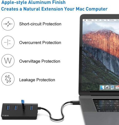 USB C Hub, 4-Port USB 3.0 Hub with USB-A Data Ports, Aluminum USB C to USB Adapter, Expand One USB-C Port into Four USB-A Ports for Laptop, MacBook, PC and Tablet in Kuwait