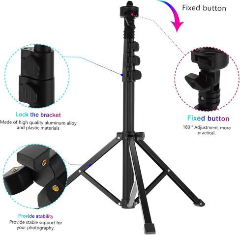 1.28m Adjustable Aluminum Alloy Tripod Stand for Light Photography Streaming Support Portable and Design for Home Use and Content Creation in Kuwait