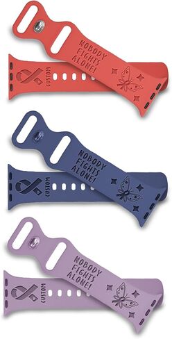 Personalized Cancer Awareness IOS Watch Band for 38mm-45mm, Silicone Smartwatch Bands for Men and Women, Compatible with IOS Watch Series 9 Ultra 8 7 6 5 4 3 2 1 SE in Kuwait
