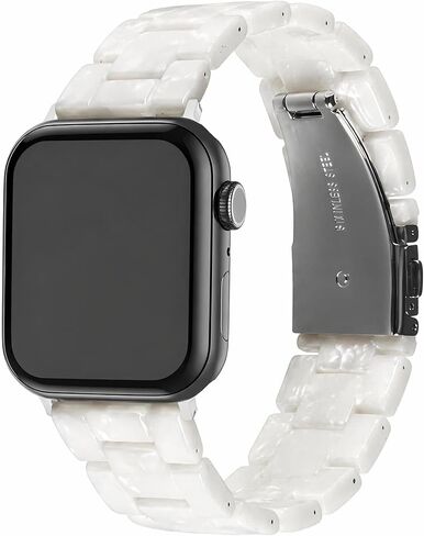 Resin Apple Watch Band for Women, Adjustable Link Bracelet with Link Removal Tool, Waterproof Lightweight Replacement Strap with Folding Clasp Compatible with Apple Watch 38mm 40mm 41mm Series 10 (42mm), 9, 8, 7, 6, 5, 4, 3, SE in Kuwait