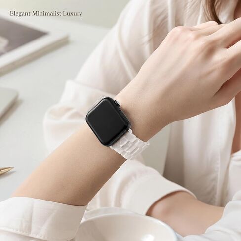 Resin Apple Watch Band for Women, Adjustable Link Bracelet with Link Removal Tool, Waterproof Lightweight Replacement Strap with Folding Clasp Compatible with Apple Watch 38mm 40mm 41mm Series 10 (42mm), 9, 8, 7, 6, 5, 4, 3, SE in Kuwait