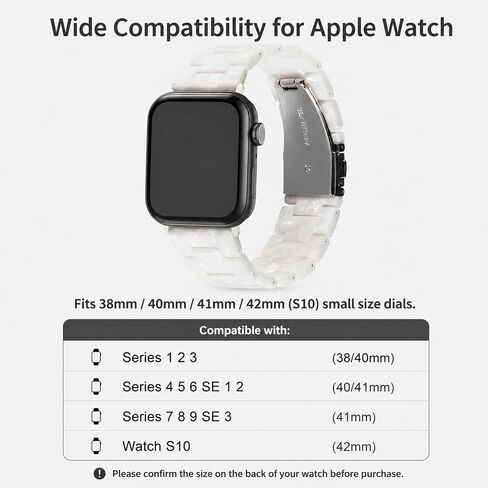 Resin Apple Watch Band for Women, Adjustable Link Bracelet with Link Removal Tool, Waterproof Lightweight Replacement Strap with Folding Clasp Compatible with Apple Watch 38mm 40mm 41mm Series 10 (42mm), 9, 8, 7, 6, 5, 4, 3, SE in Kuwait