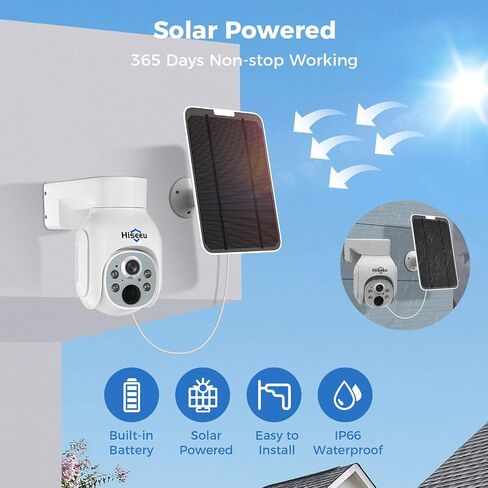 Hiseeu [1TB HDD,4MP Spotlight] Solar Home Security Camera System,PTZ Dome + Bullet Solar Security Cameras Wireless Outdoor,10CH 10 Inch LCD 4K NVR,Smart Human Detection,2-Way Audio,Motion Record in Kuwait