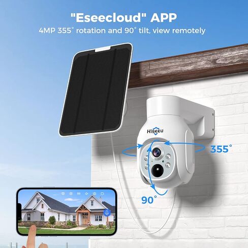 Hiseeu [1TB HDD,4MP Spotlight] Solar Home Security Camera System,PTZ Dome + Bullet Solar Security Cameras Wireless Outdoor,10CH 10 Inch LCD 4K NVR,Smart Human Detection,2-Way Audio,Motion Record in Kuwait
