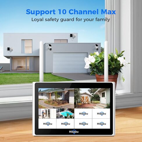 Hiseeu [1TB HDD,4MP Spotlight] Solar Home Security Camera System,PTZ Dome + Bullet Solar Security Cameras Wireless Outdoor,10CH 10 Inch LCD 4K NVR,Smart Human Detection,2-Way Audio,Motion Record in Kuwait