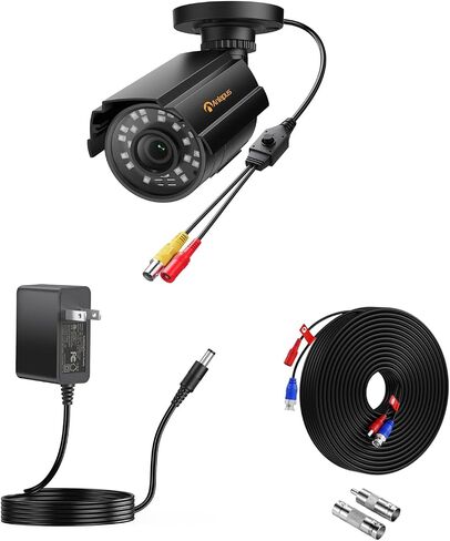 Anlapus 1080p Hybrid 4-in-1 Security Camera Bundle with 60ft Video Power Cable & 12V 2A Power Adapter, HD TVI/CVI/AHD/CVBS Outdoor Indoor Bullet Cam, Metal Housing,IP66 Weatherproof in Kuwait