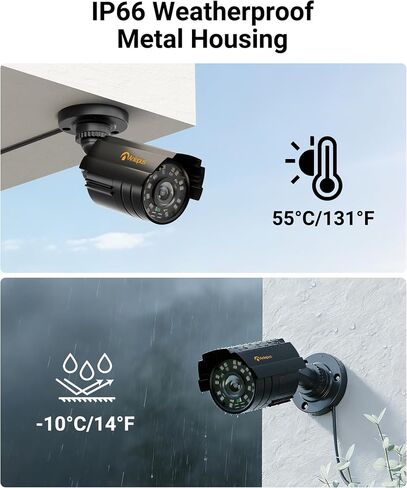 Anlapus 1080p Hybrid 4-in-1 Security Camera Bundle with 60ft Video Power Cable & 12V 2A Power Adapter, HD TVI/CVI/AHD/CVBS Outdoor Indoor Bullet Cam, Metal Housing,IP66 Weatherproof in Kuwait