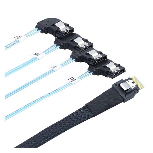 PCI-E Ultraport Slimline S-A-S 4.0 38pin SFF-8654 4i to 4X SATA 7P Female Right Angle Server Target Cable in Kuwait