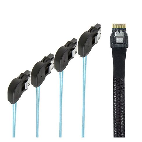 PCI-E Ultraport Slimline S-A-S 4.0 38pin SFF-8654 4i to 4X SATA 7P Female Right Angle Server Target Cable in Kuwait