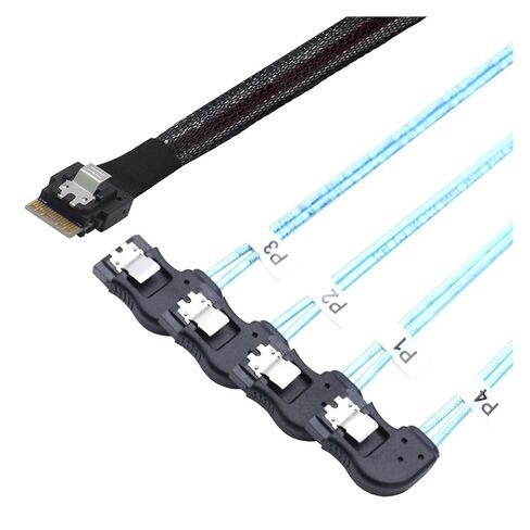 PCI-E Ultraport Slimline S-A-S 4.0 38pin SFF-8654 4i to 4X SATA 7P Female Right Angle Server Target Cable in Kuwait
