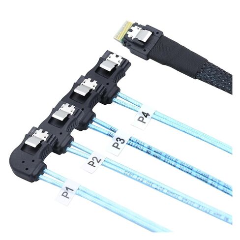 PCI-E Ultraport Slimline S-A-S 4.0 38pin SFF-8654 4i to 4X SATA 7P Female Right Angle Server Target Cable in Kuwait