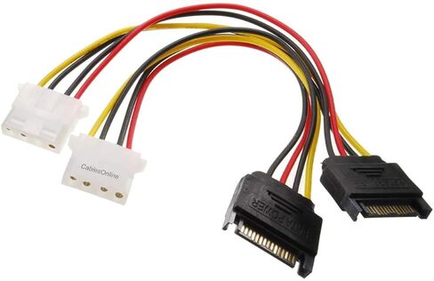 CablesOnline, 2-Pack 6 inches SATA 15-Pin Male to Molex 4-Pin Female Power Adapter, PC-025-2 in Kuwait