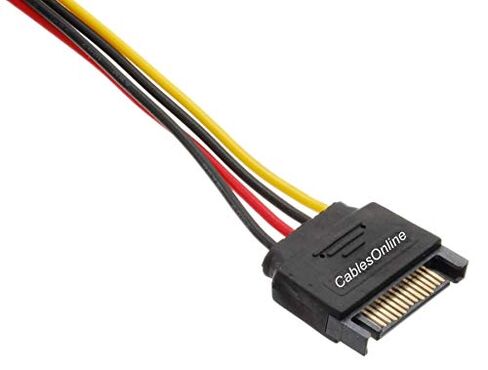 CablesOnline, 2-Pack 6 inches SATA 15-Pin Male to Molex 4-Pin Female Power Adapter, PC-025-2 in Kuwait