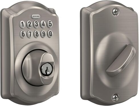 Schlage Electronic Keypad Deadbolt Lock, Camelot Trim, Satin Nickel in Kuwait