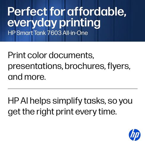 HP Smart Tank 7603 Wireless All-in-One Ink Tank Printer, Scanner, Fax, Copier with up to 3 Years of Ink Included, Best-for-Home Office, Cartridge-Free Refillable, AI-Capable (9B5D1A) in Kuwait