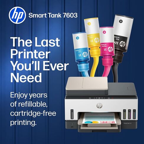 HP Smart Tank 7603 Wireless All-in-One Ink Tank Printer, Scanner, Fax, Copier with up to 3 Years of Ink Included, Best-for-Home Office, Cartridge-Free Refillable, AI-Capable (9B5D1A) in Kuwait
