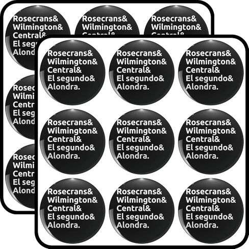 Los Angeles Streets Typography Design - Rosecrans Wilmington Central El Segundo Alondra - Black Circle Gift 2 Inch 18-Pack Waterproof Vinyl Decals in Kuwait
