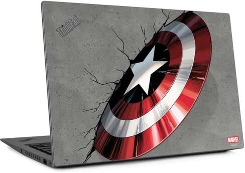 Skinit Decal Laptop Skin Compatible with Thinkpad X1 Carbon (6th Gen 2018) - Officially Licensed Marvel Captain America Shield Design in Kuwait