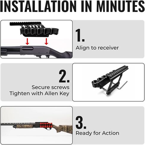 Gotical Side Saddle Shotgun Shell Holder W/Picatinny Rail Mount 6 Capacity Shot Shell Holder for 12 Gauge Compatible with Remington 870 and 870 Series/TAC-14/1100 Series Shotguns in Kuwait
