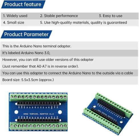 Aideepen 5pcs Nano V3.0 Expansion Board V3.0 Breakout Board Screw Terminal Adapter Shield Nano V3.0 AVR ATMEGA328P-AU Module in Kuwait