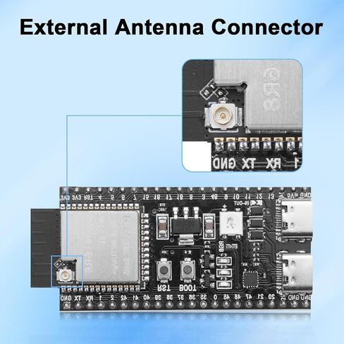 2-Pack ESP32-S3 DevKitC-1 N16R8 Development Board with Type-C Cable, Dual-Core Xtensa LX7, 16MB Flash + 8MB PSRAM, WiFi & Bluetooth 5.0, External Antenna Support, ESP32 S3 for IoT & Embedded Projects in Kuwait