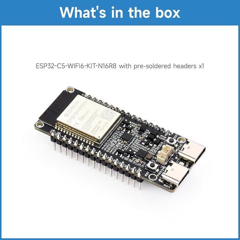 KLAYERS ESP32-C5-Dual-Band Wi-Fi 6 IoT Gateway Dev Board with RISC-V Processor, BLE 5, Zigbee & Thread, 240MHz CPU, 384KB Static Ram, 16MB Flash, with Pre-soldered Pins in Kuwait