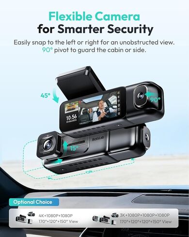 BOTSLAB 4K Dual Dash Cam Front and Inside, G-Sensor, No Card[2026 Upgraded] in Kuwait