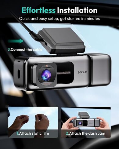 BOTSLAB 4K Dual Dash Cam Front and Inside, G-Sensor, No Card[2026 Upgraded] in Kuwait