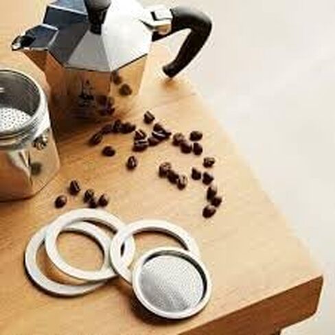 Bialetti 3 Replacement Seals and 1 Filter for 6 Cup Moka Express Blister Pack in Kuwait