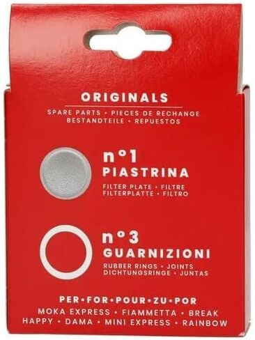 Bialetti 3 Replacement Seals and 1 Filter for 6 Cup Moka Express Blister Pack in Kuwait