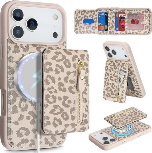 for iPhone 17 Phone case with Card Holder -White Leopard in Kuwait