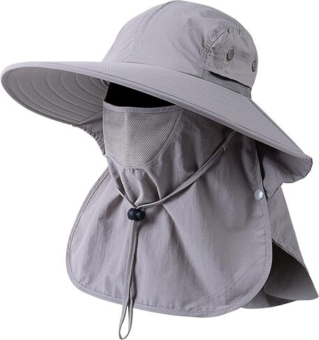 Mens Women Fishing Hat UPF 50+ Wide Brim Sun Hat with Face Cover & Neck Flap and Kids Sun Hat UPF 50+ Boy Girl Protection Hat Wide Brim Beach Hats in Kuwait