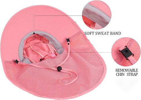 Mens Women Fishing Hat UPF 50+ Wide Brim Sun Hat with Face Cover & Neck Flap and Kids Sun Hat UPF 50+ Boy Girl Protection Hat Wide Brim Beach Hats in Kuwait
