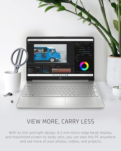 HP 15 Laptop, AMD Ryzen 3-5300U Processor, 8 GB RAM, 256 GB SSD Storage, 15.6-inch HD Micro-Edge Display, Windows 11 Home, Long-Lasting Battery, Fast Charge, 720p Webcam (15-ef2024nr), Natural Silver in Kuwait