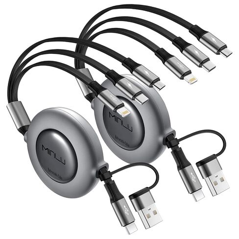 USBA/C Multi Charging Cable, Retractable Chargers for All Devices, 2Pcs 4Ft in Kuwait