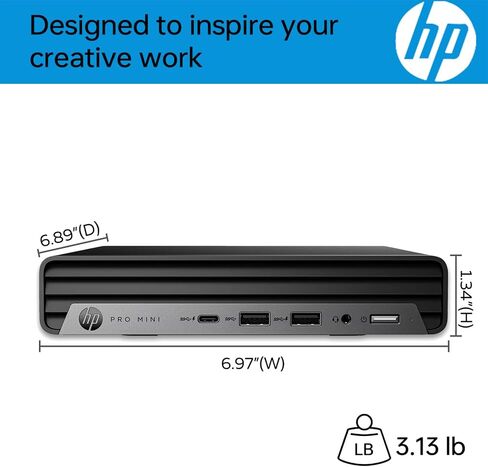HP Pro G9 Mini PC Desktop Computer, Intel CPU, 64GB DDR5 RAM, 1TB PCIe SSD, Triple 4K Display Support, Ultra-Quiet Design, USB-C, WiFi 6, Bluetooth 5.2, Keyboard and Mouse, Windows 11 Pro in Kuwait
